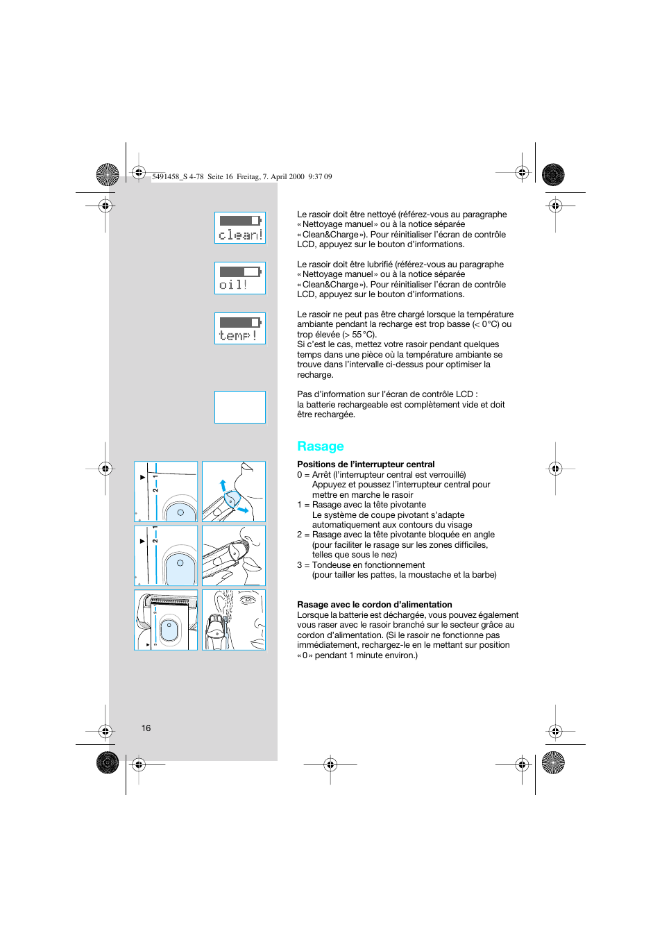 Rasage | Braun 7570 Syncro System User Manual | Page 16 / 76