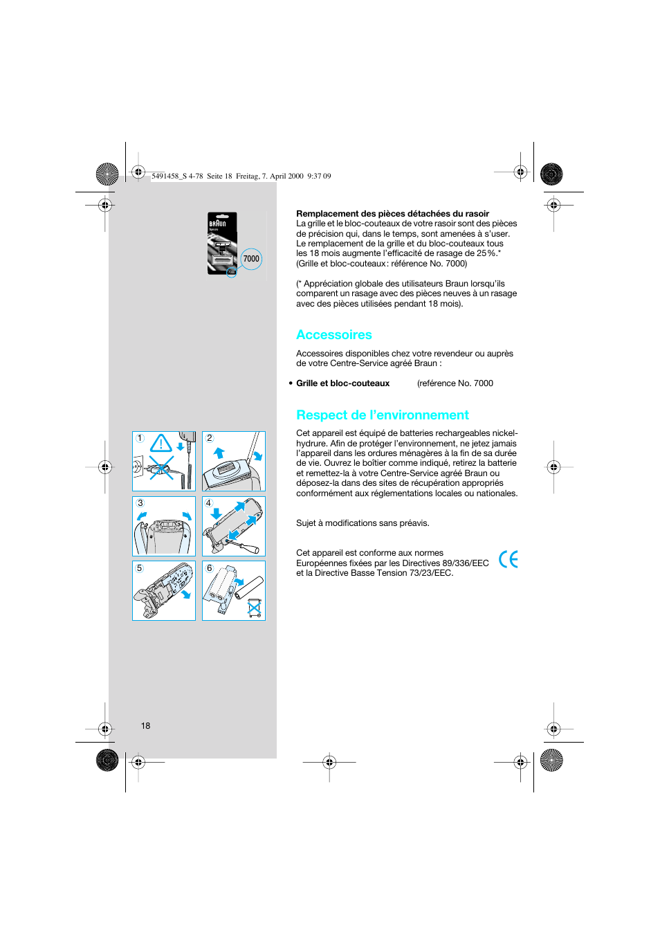 Accessoires, Respect de l’environnement | Braun 7570 Syncro System User Manual | Page 18 / 76