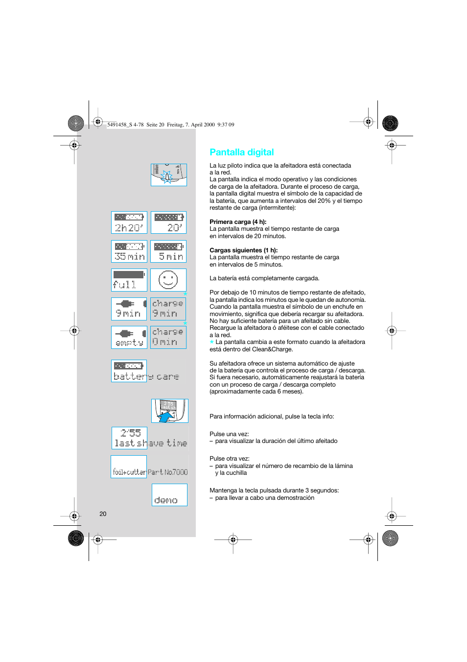 Pantalla digital | Braun 7570 Syncro System User Manual | Page 20 / 76