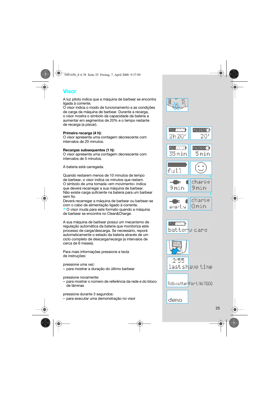 Visor | Braun 7570 Syncro System User Manual | Page 25 / 76