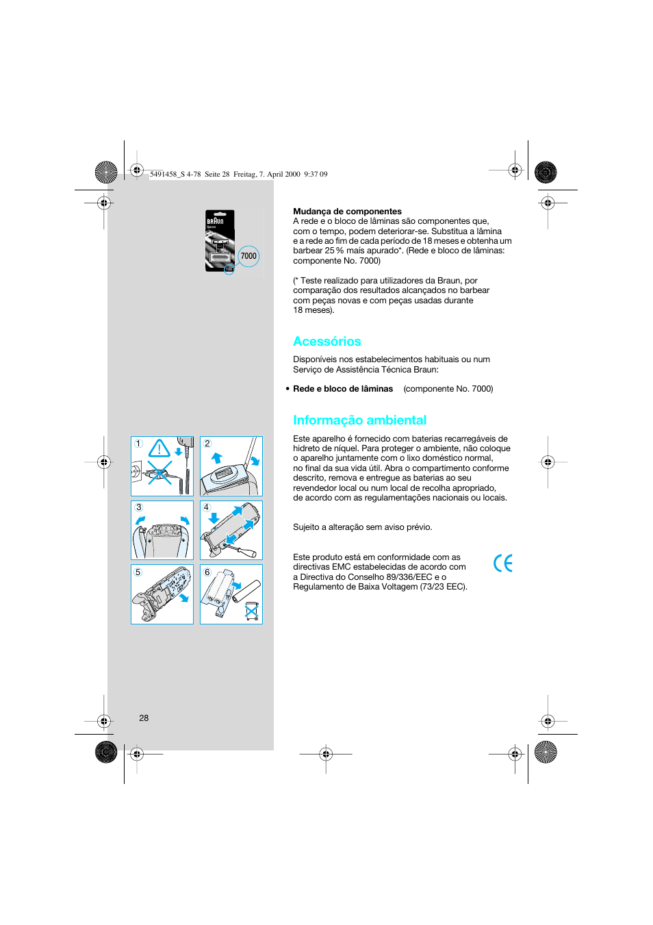 Acessórios, Informação ambiental | Braun 7570 Syncro System User Manual | Page 28 / 76