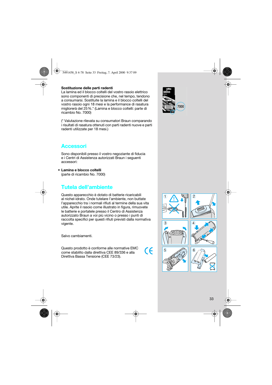 Accessori, Tutela dell’ambiente | Braun 7570 Syncro System User Manual | Page 33 / 76