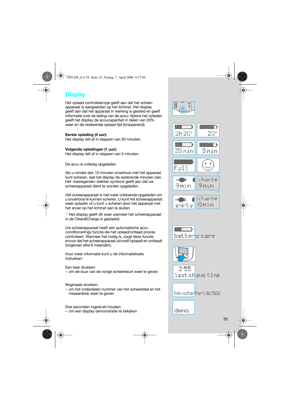Display | Braun 7570 Syncro System User Manual | Page 35 / 76