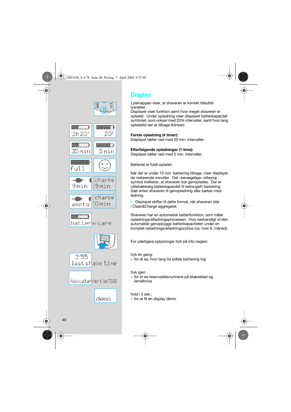 Display | Braun 7570 Syncro System User Manual | Page 40 / 76