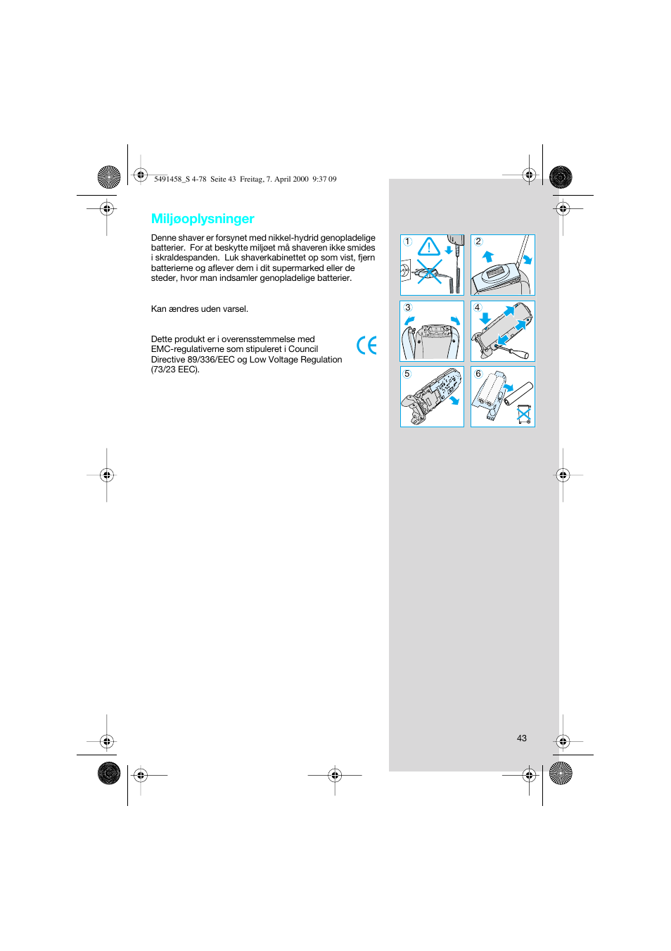Miljøoplysninger | Braun 7570 Syncro System User Manual | Page 43 / 76