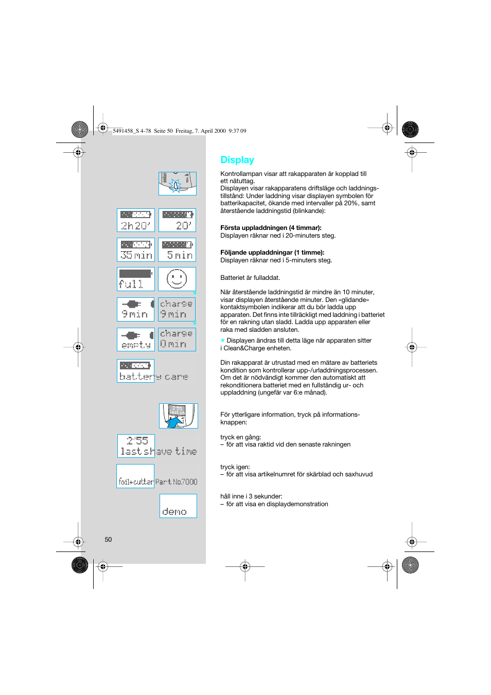 Display | Braun 7570 Syncro System User Manual | Page 50 / 76