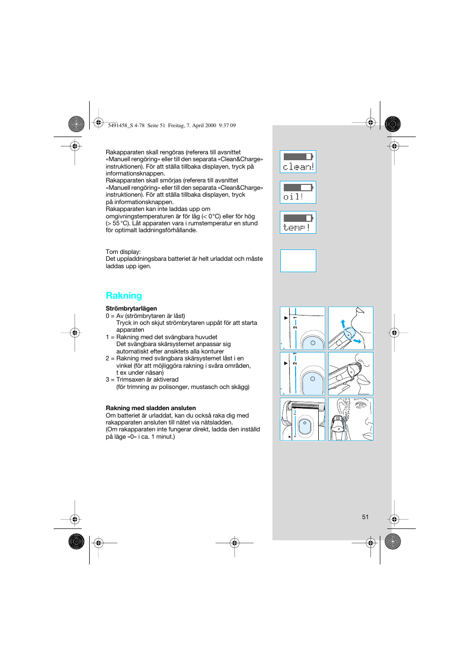 Rakning | Braun 7570 Syncro System User Manual | Page 51 / 76