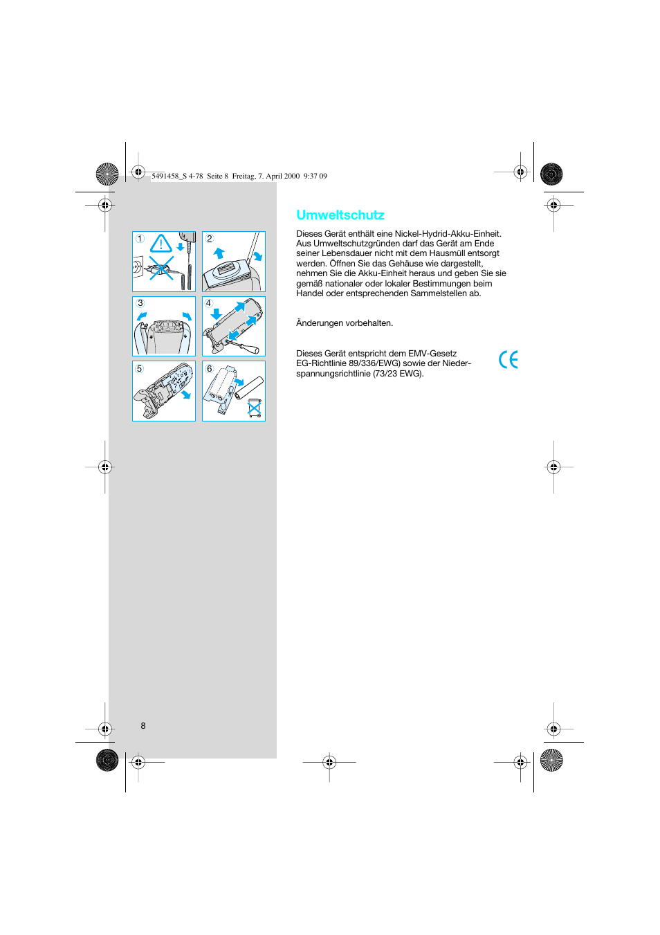 Umweltschutz | Braun 7570 Syncro System User Manual | Page 8 / 76