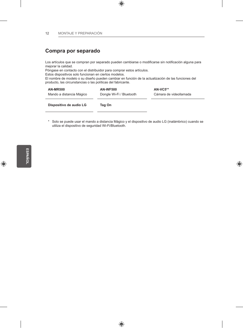 Compra por separado | LG 39LB5700 User Manual | Page 135 / 239