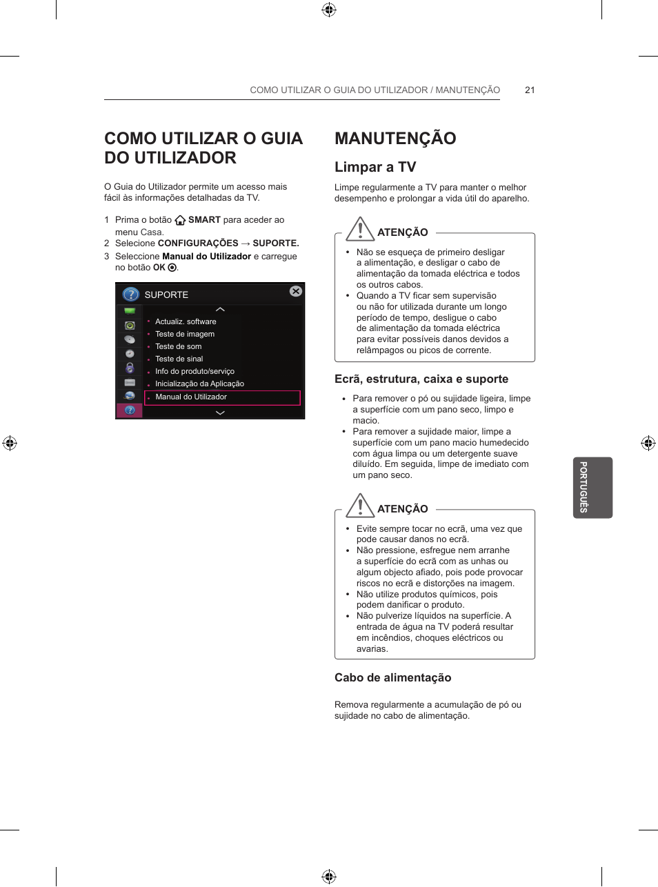 Como utilizar o guia do utilizador, Manutenção, Limpar a tv | LG 39LB5700 User Manual | Page 166 / 239