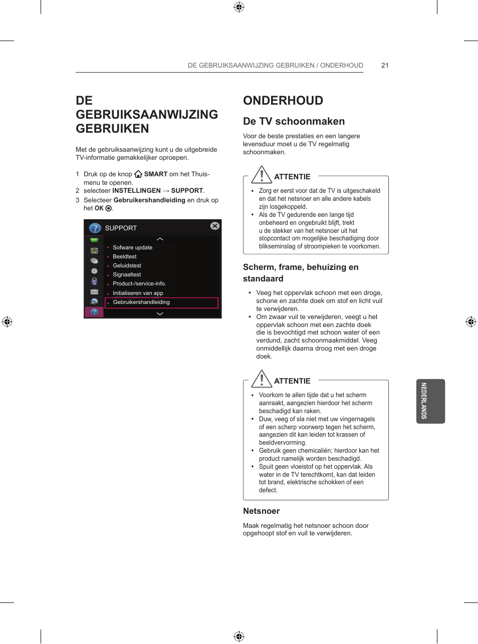 De gebruiksaanwijzing gebruiken, Onderhoud, De tv schoonmaken | LG 39LB5700 User Manual | Page 188 / 239