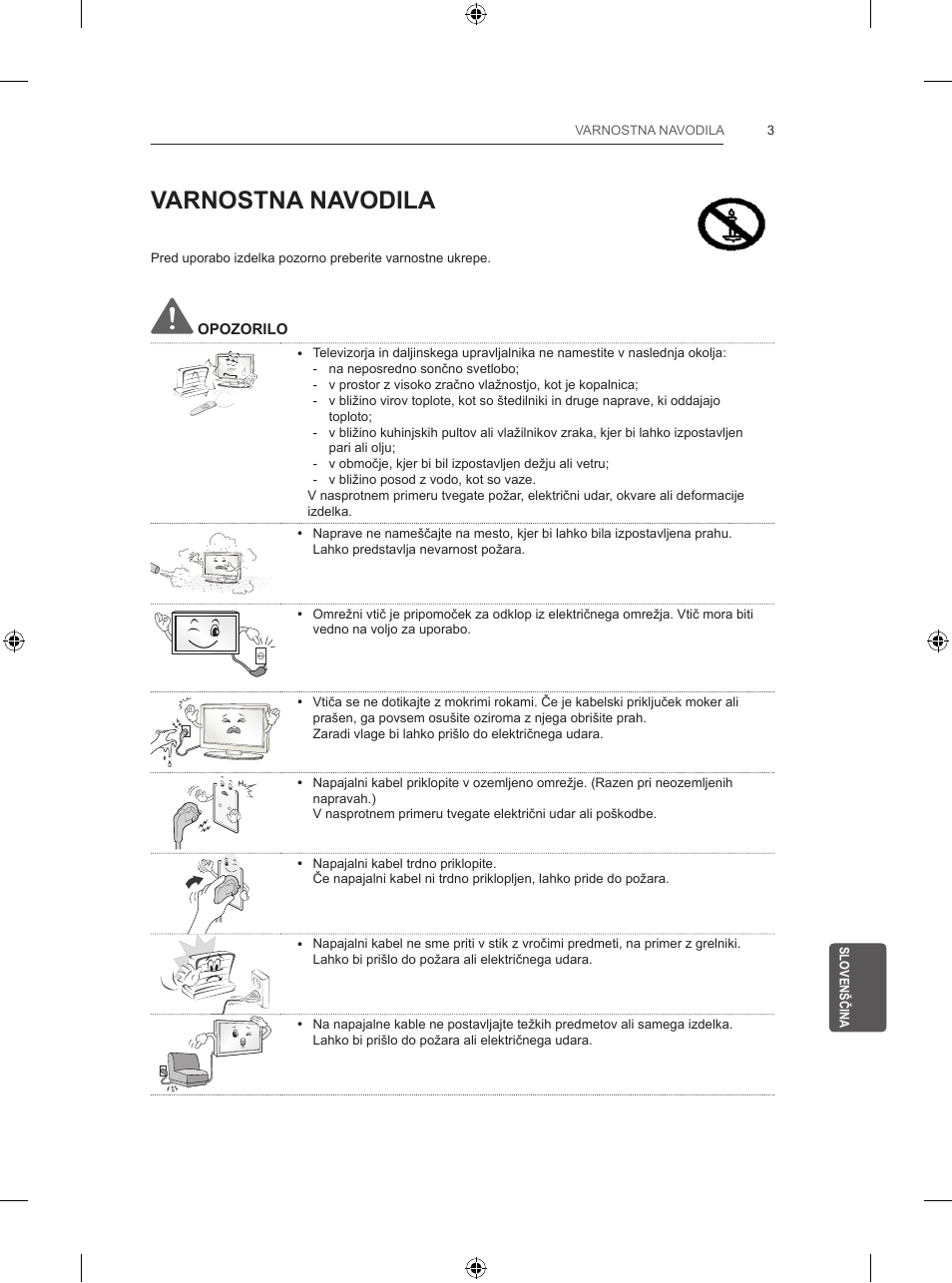 Varnostna navodila | LG 39LB5700 User Manual | Page 214 / 239