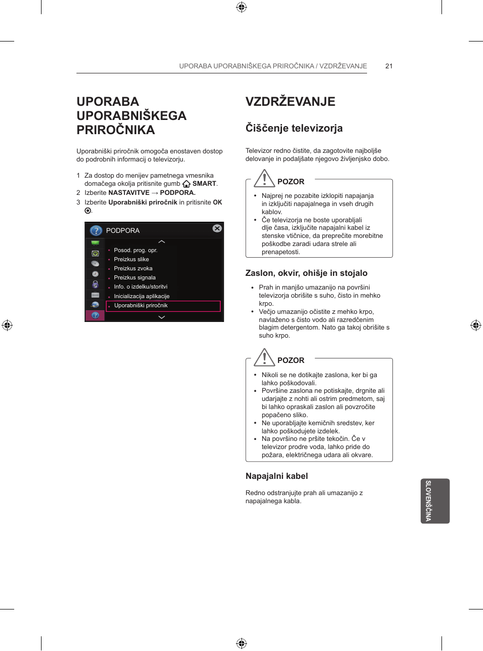 Uporaba uporabniškega priročnika, Vzdrževanje, Čiščenje televizorja | LG 39LB5700 User Manual | Page 232 / 239