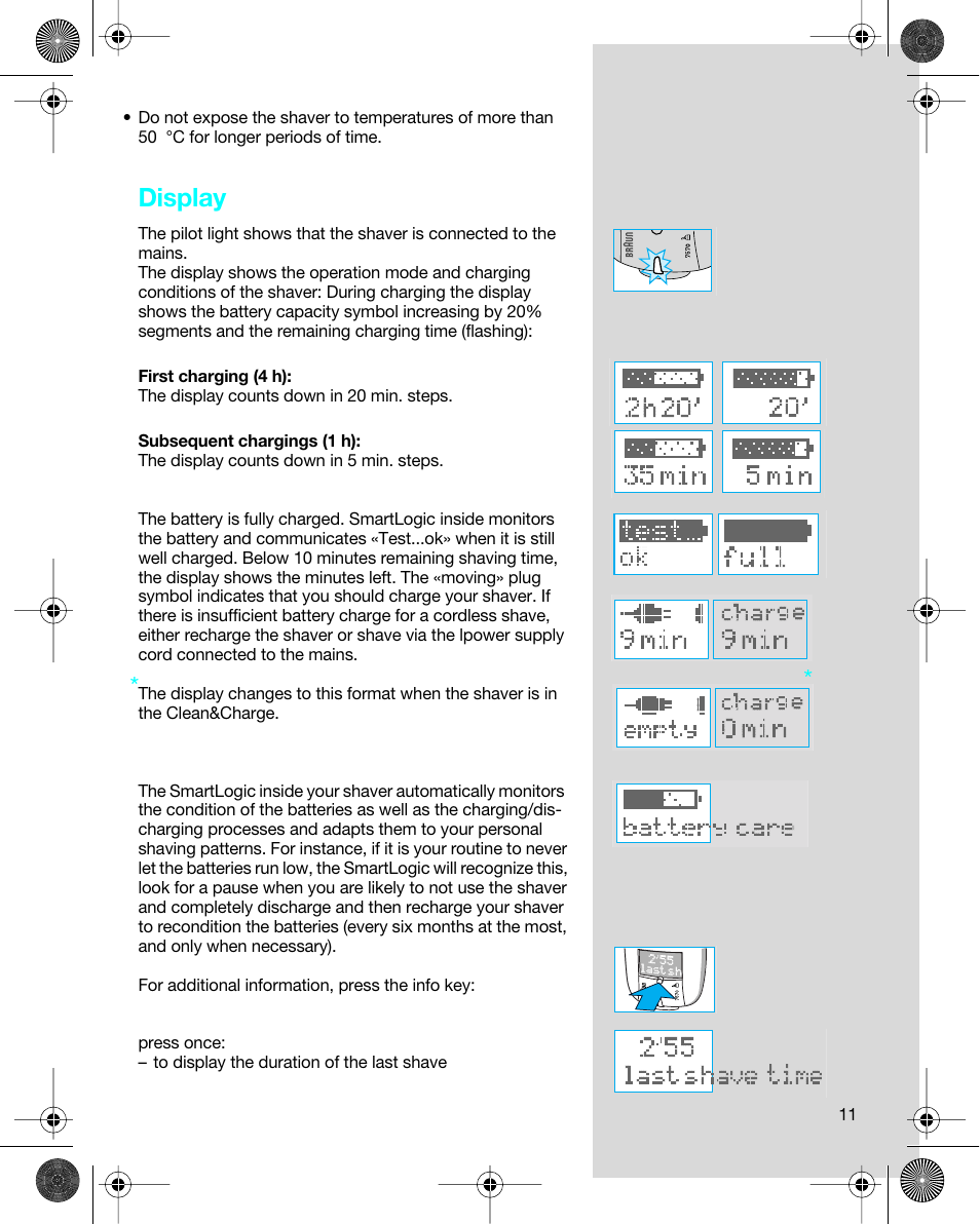 Display | Braun 7680 Syncro System Logic User Manual | Page 11 / 79
