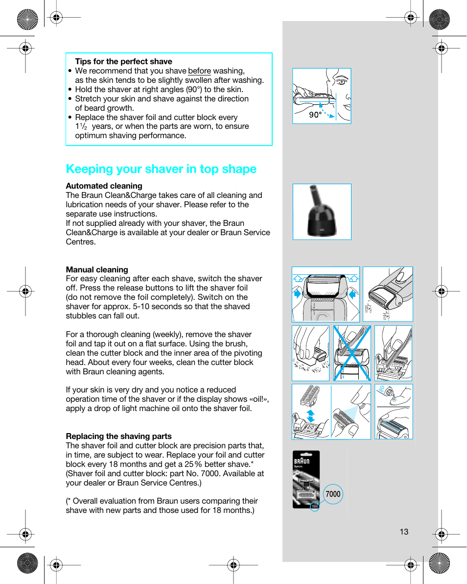 Keeping your shaver in top shape | Braun 7680 Syncro System Logic User Manual | Page 13 / 79