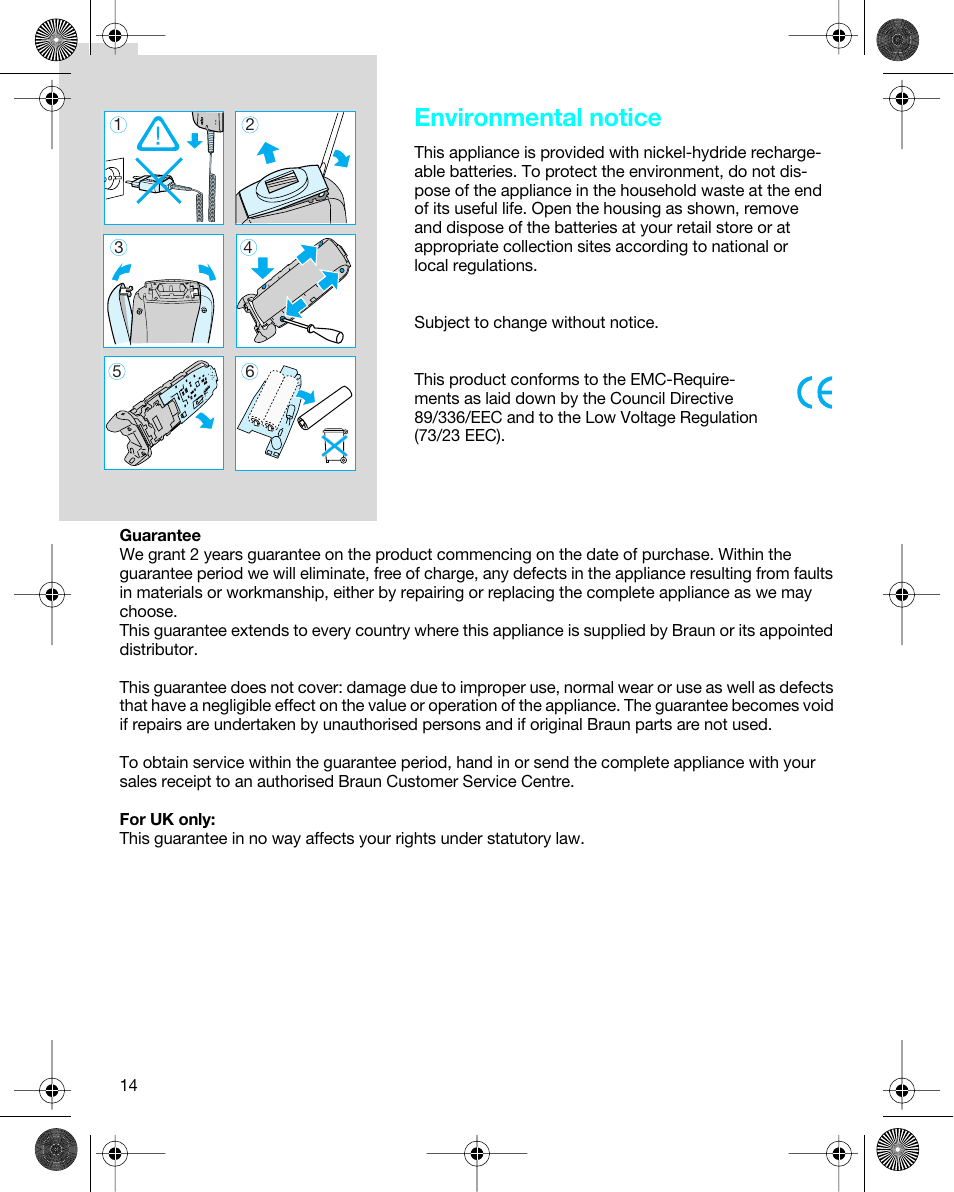 Environmental notice | Braun 7680 Syncro System Logic User Manual | Page 14 / 79