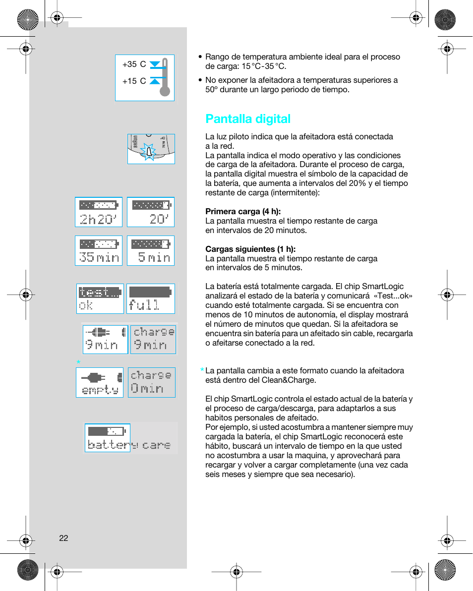 Pantalla digital | Braun 7680 Syncro System Logic User Manual | Page 22 / 79