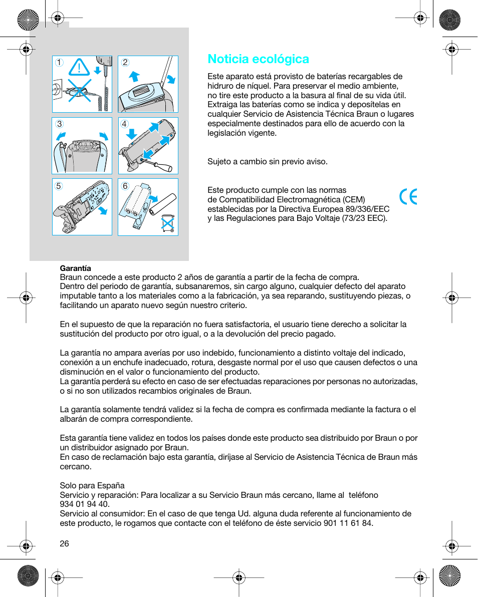 Noticia ecológica | Braun 7680 Syncro System Logic User Manual | Page 26 / 79