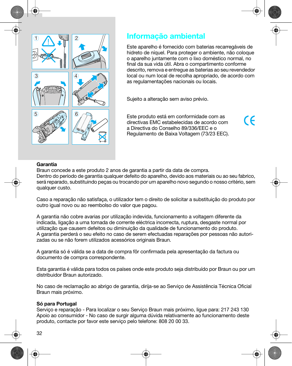 Informação ambiental | Braun 7680 Syncro System Logic User Manual | Page 32 / 79