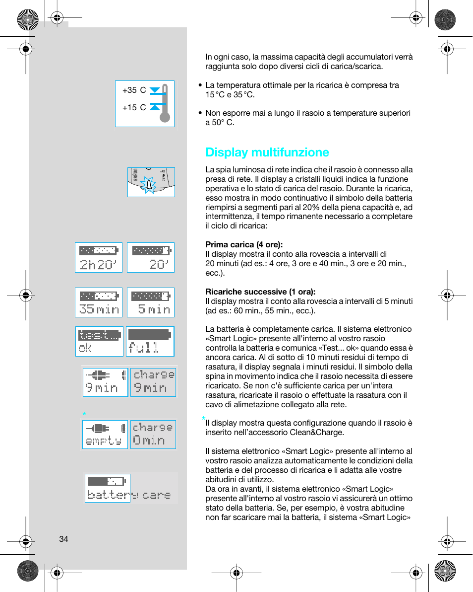 Display multifunzione | Braun 7680 Syncro System Logic User Manual | Page 34 / 79