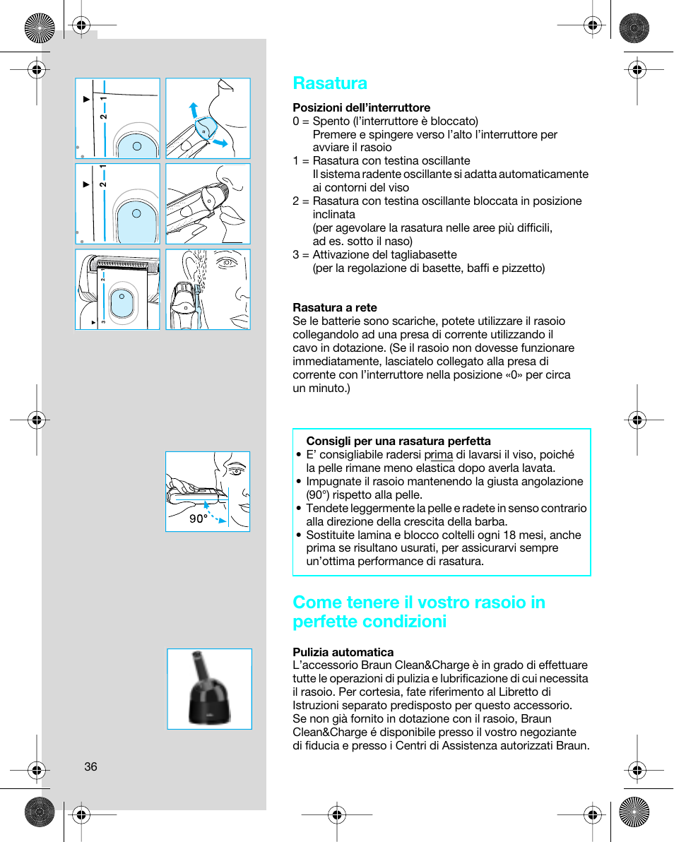 Rasatura | Braun 7680 Syncro System Logic User Manual | Page 36 / 79