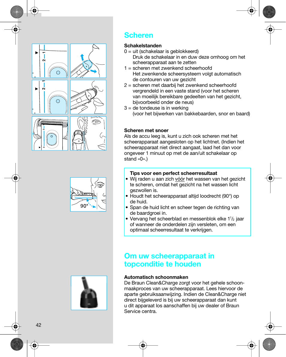 Scheren, Om uw scheerapparaat in topconditie te houden | Braun 7680 Syncro System Logic User Manual | Page 42 / 79