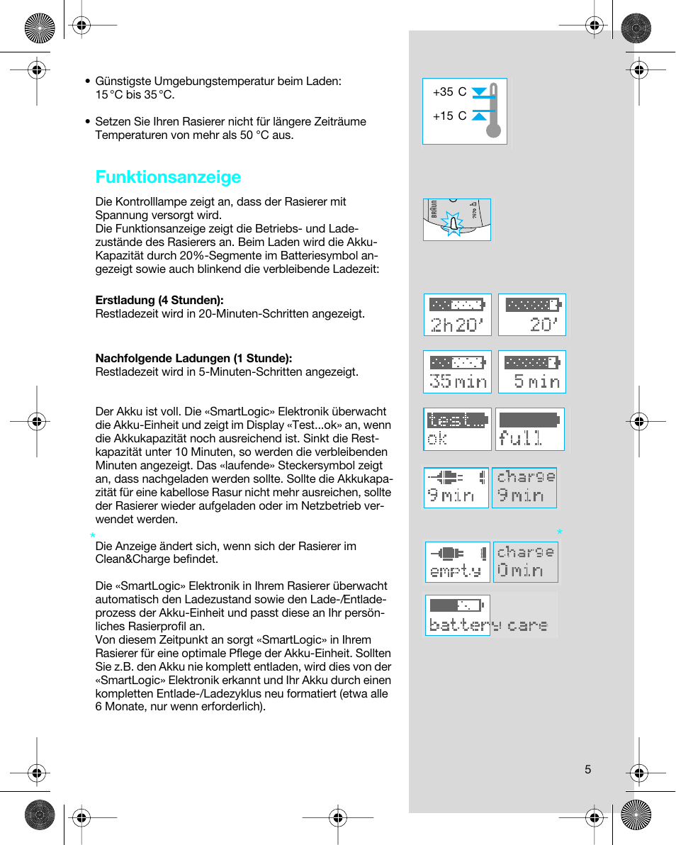 Funktionsanzeige | Braun 7680 Syncro System Logic User Manual | Page 5 / 79