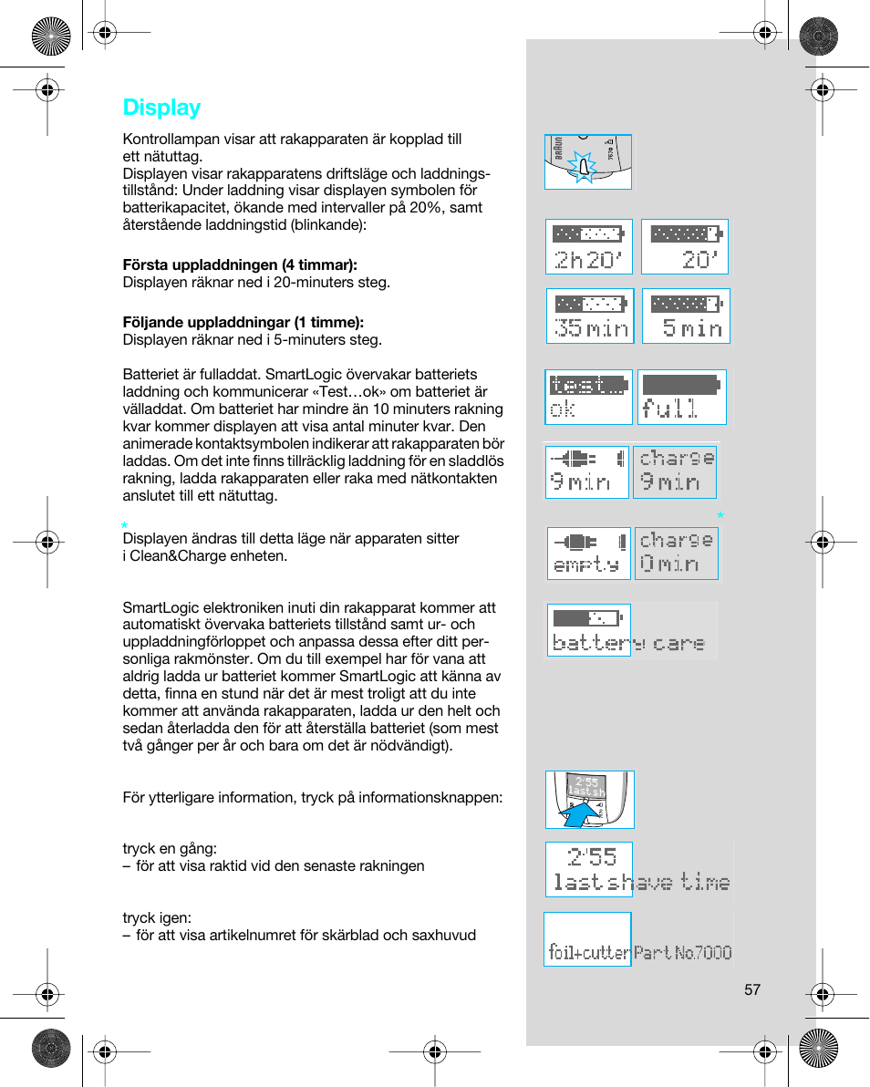 Display | Braun 7680 Syncro System Logic User Manual | Page 57 / 79