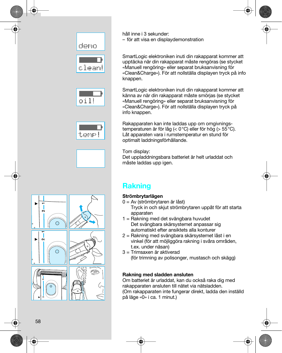 Rakning | Braun 7680 Syncro System Logic User Manual | Page 58 / 79
