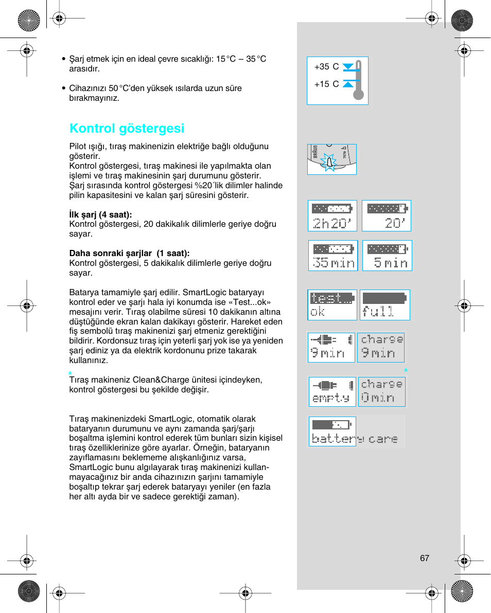 Kontrol göstergesi | Braun 7680 Syncro System Logic User Manual | Page 67 / 79