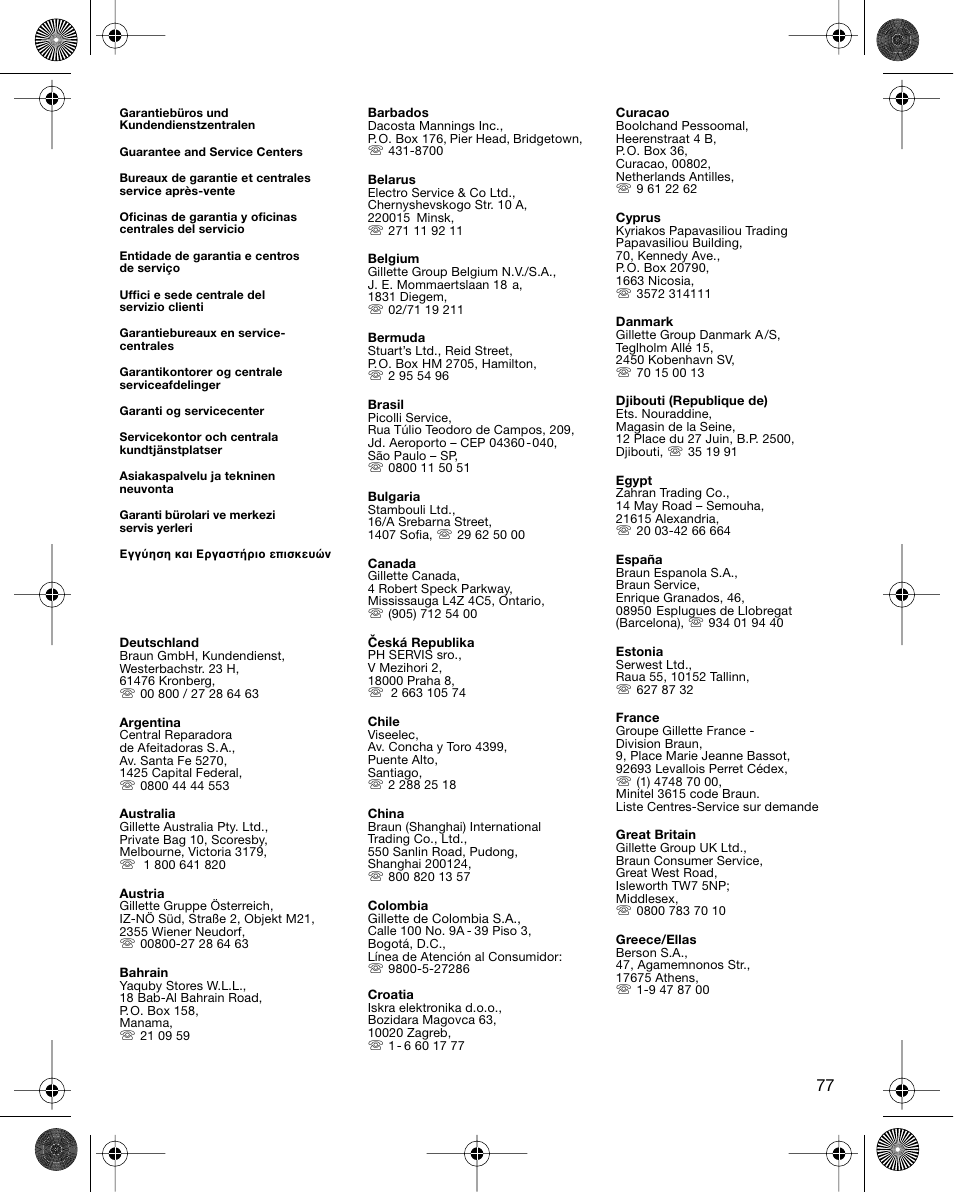 Braun 7680 Syncro System Logic User Manual | Page 77 / 79