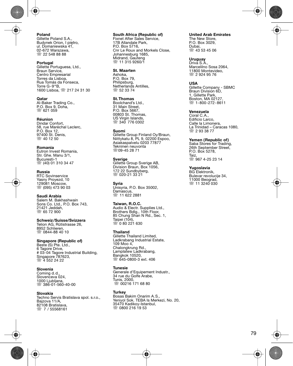 Braun 7680 Syncro System Logic User Manual | Page 79 / 79