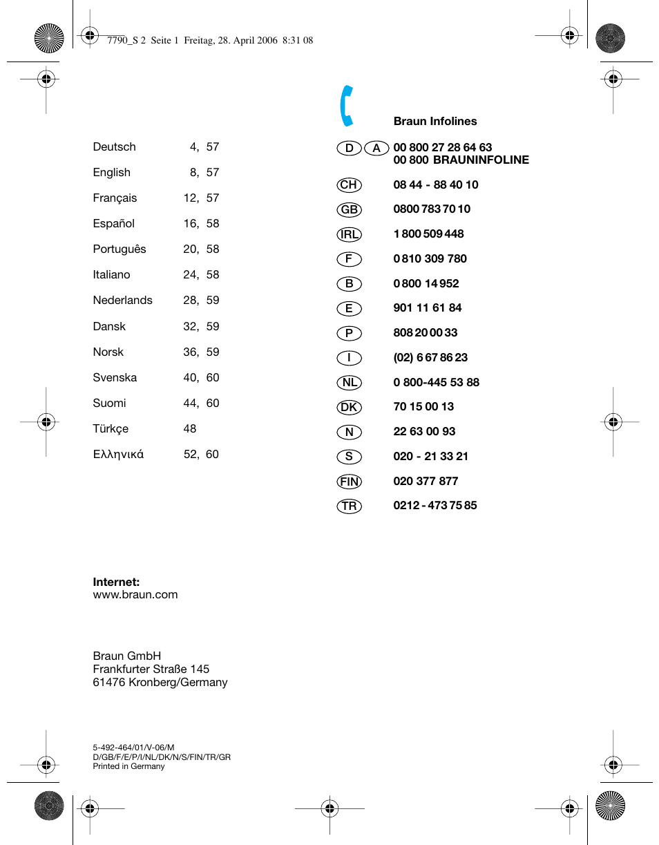 Braun 7785 SyncroPro User Manual | Page 2 / 60