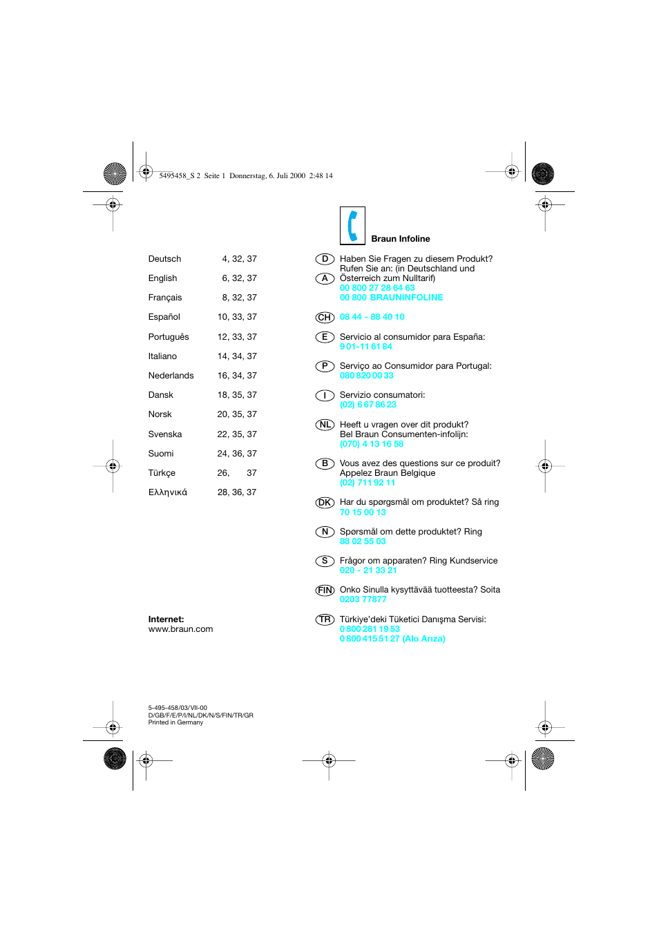 Braun 7015 cord User Manual | Page 2 / 38