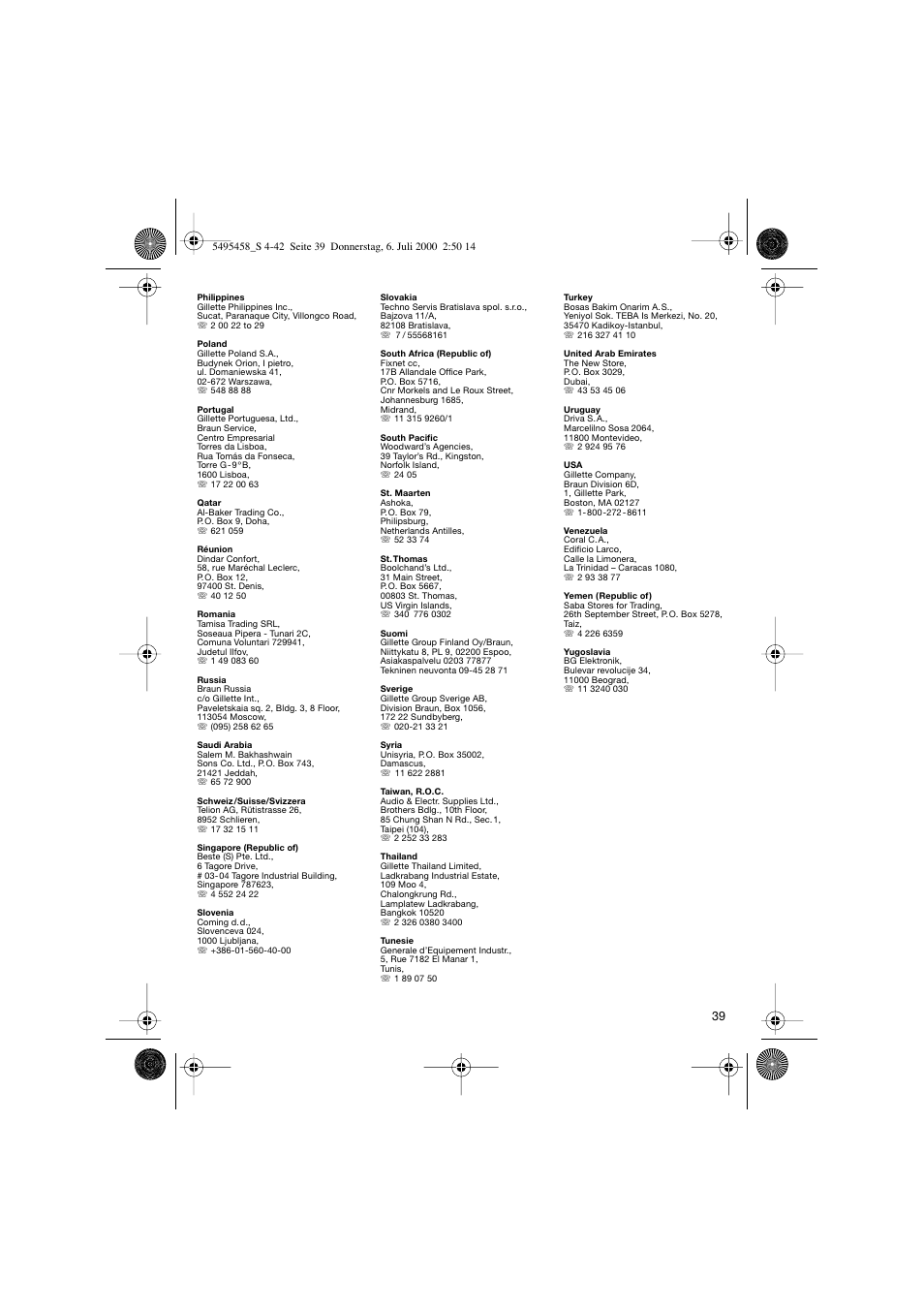 Braun 7015 cord User Manual | Page 38 / 38