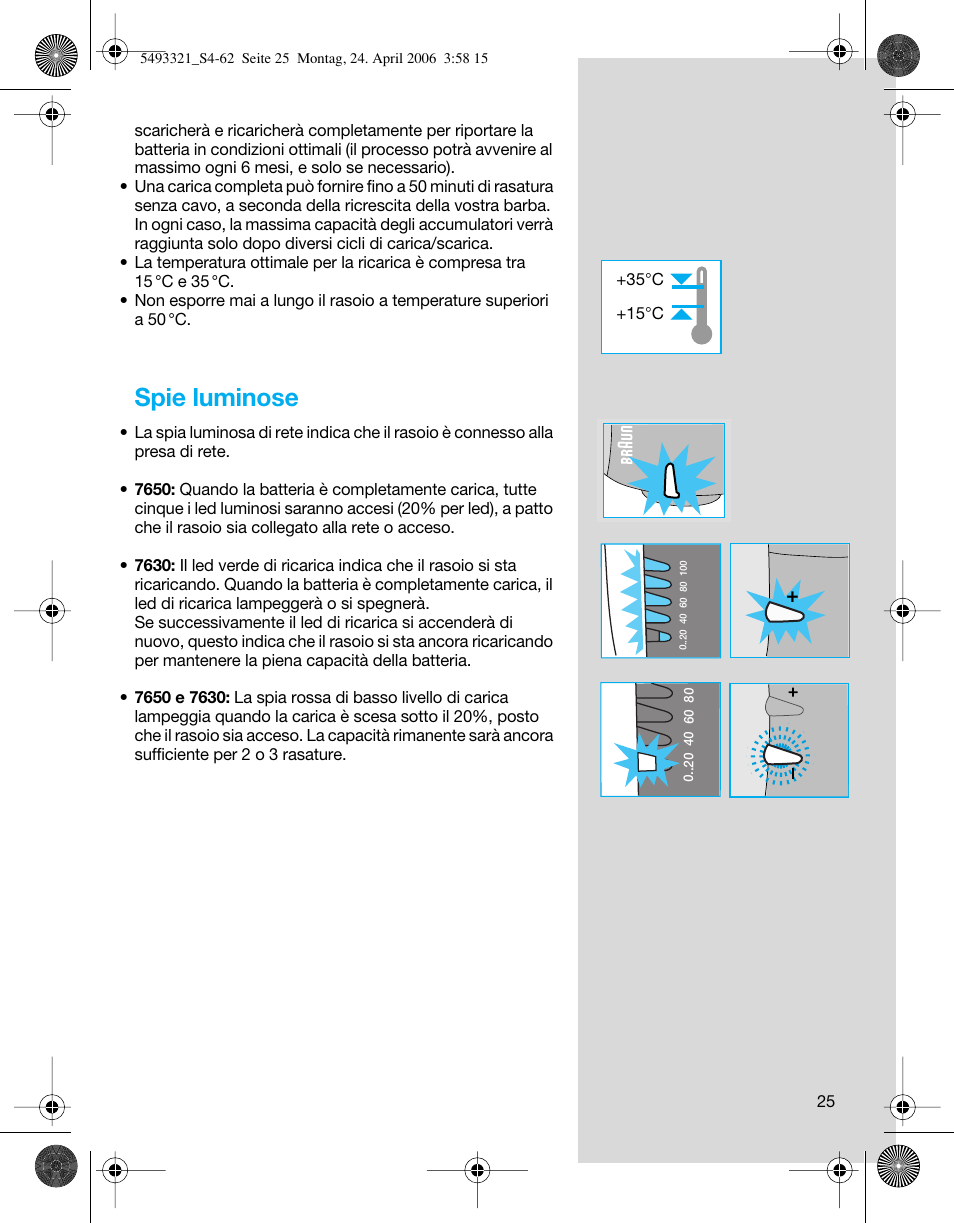 Spie luminose | Braun 7650 Syncro System Smart Logic User Manual | Page 25 / 60