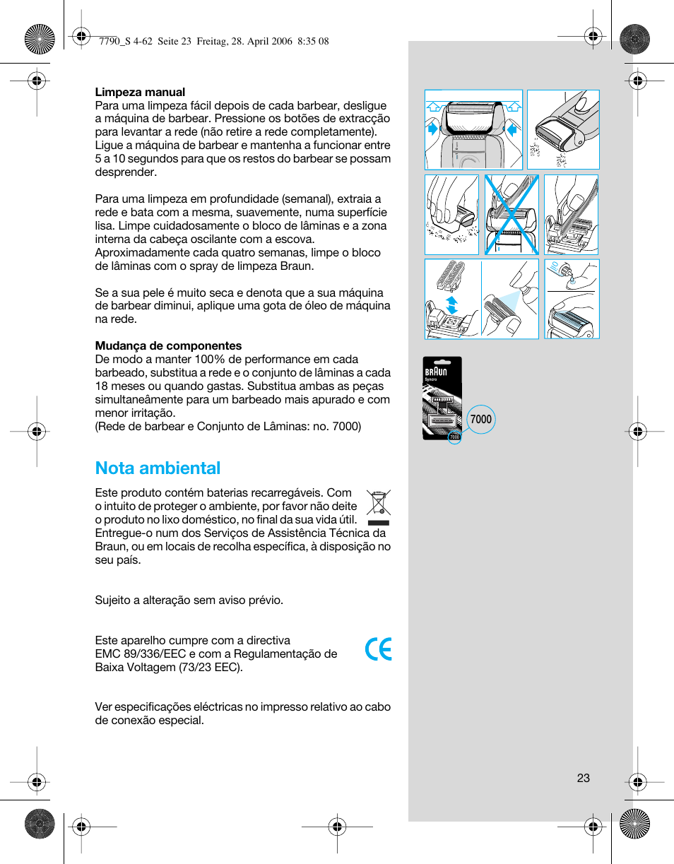 Nota ambiental | Braun 7790 SyncroPro User Manual | Page 23 / 60