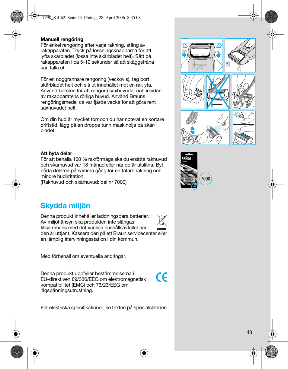 Skydda miljön | Braun 7790 SyncroPro User Manual | Page 43 / 60