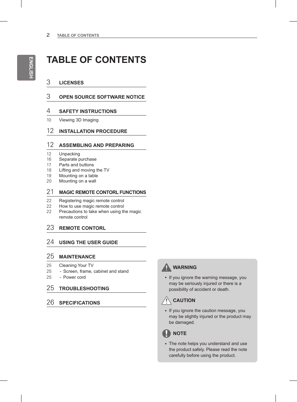 LG 55LM960V User Manual | Page 12 / 262