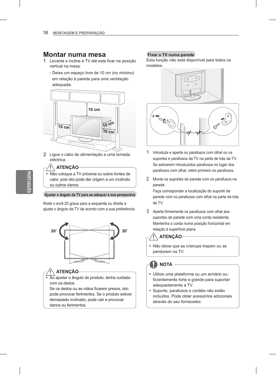 Montar numa mesa | LG 55LM960V User Manual | Page 166 / 262