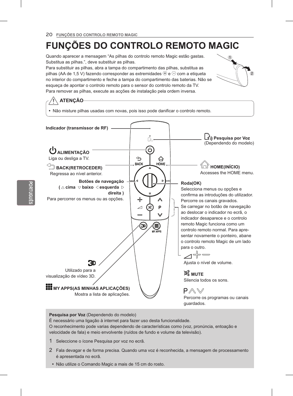 Funções do controlo remoto magic | LG 55LM960V User Manual | Page 168 / 262