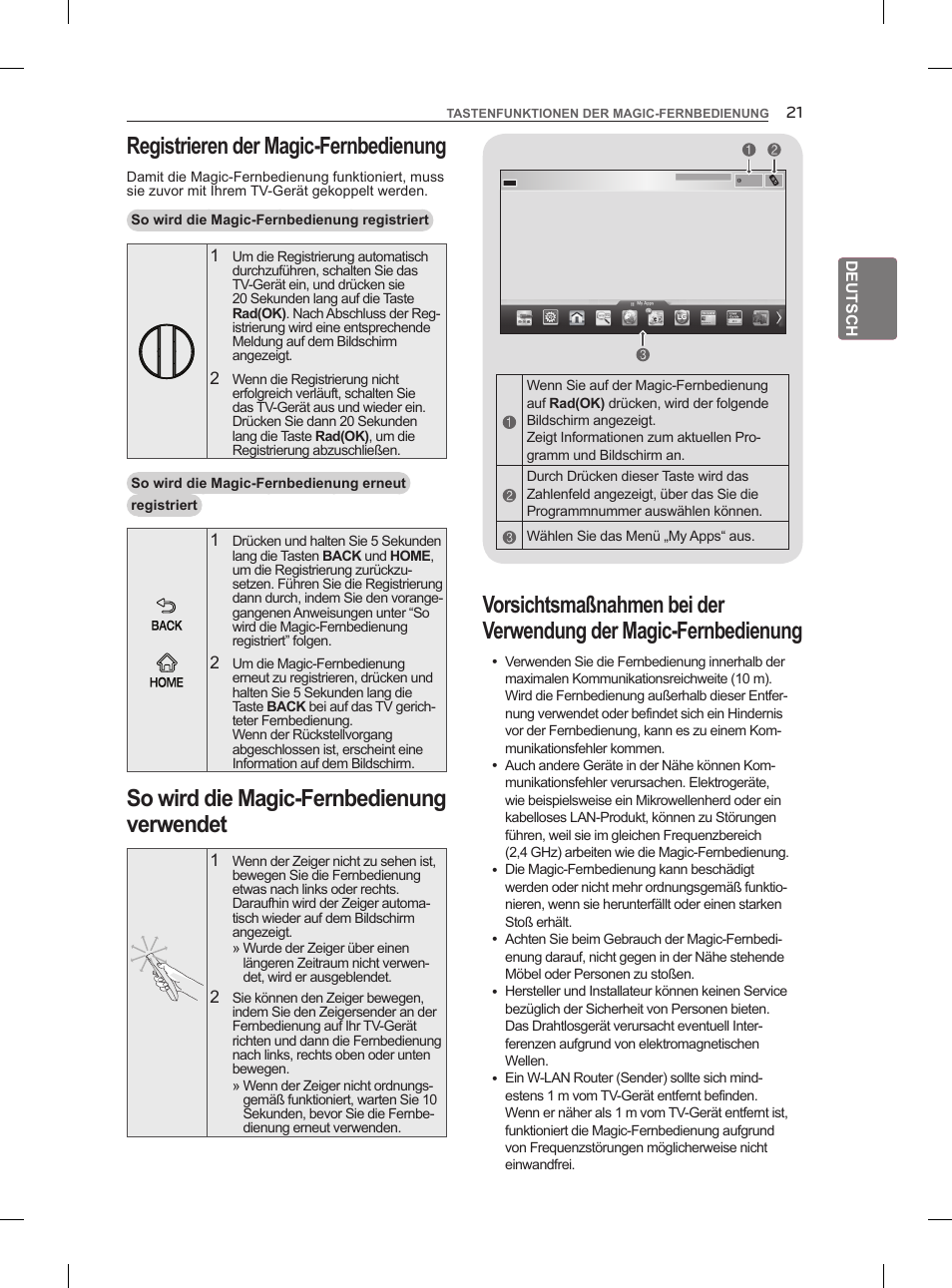 Registrieren der magic-fernbedienung | LG 55LM960V User Manual | Page 59 / 262