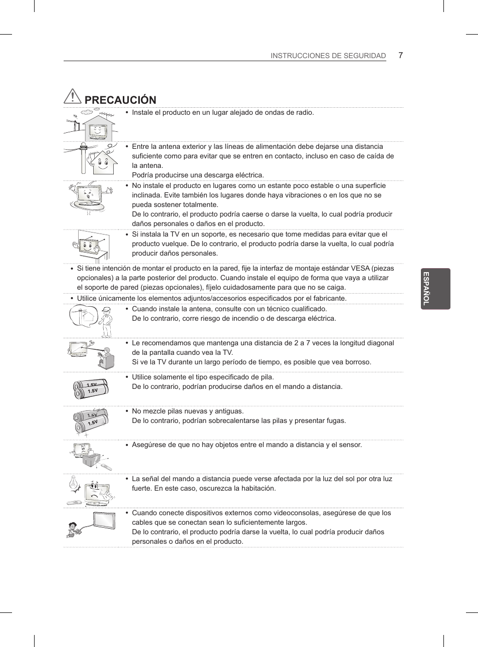 Precaución | LG 55LM615S User Manual | Page 115 / 261