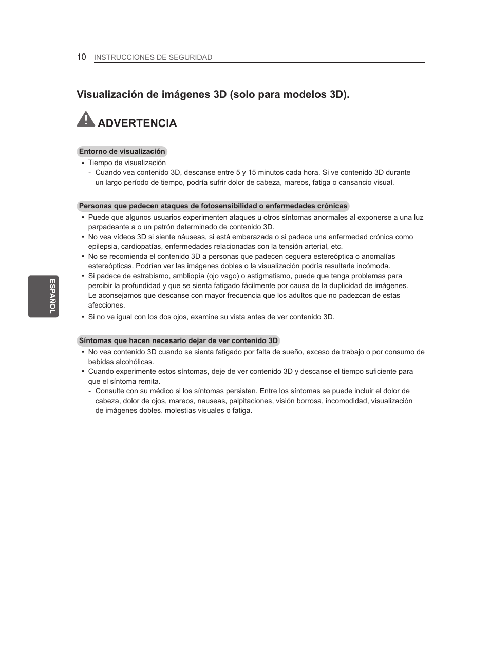 Advertencia | LG 55LM615S User Manual | Page 118 / 261