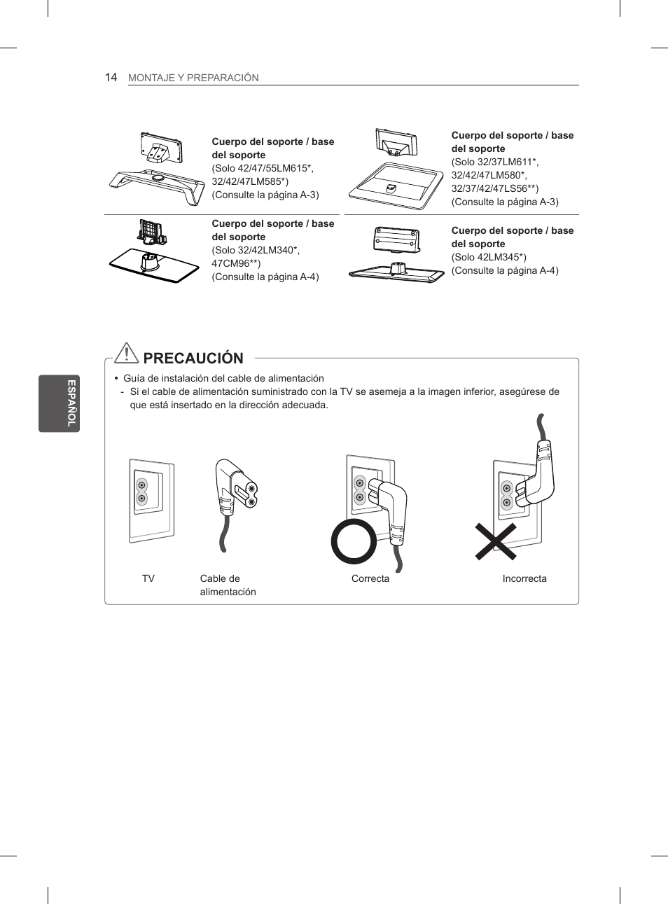 Precaución | LG 55LM615S User Manual | Page 122 / 261