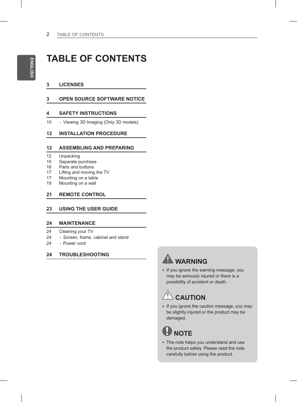 LG 55LM615S User Manual | Page 8 / 261