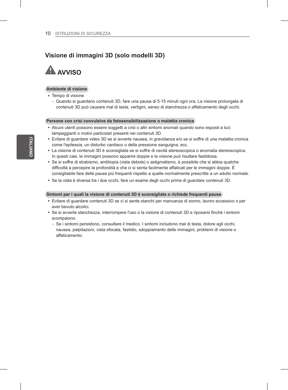 Avviso, Visione di immagini 3d (solo modelli 3d) | LG 55LM615S User Manual | Page 88 / 261