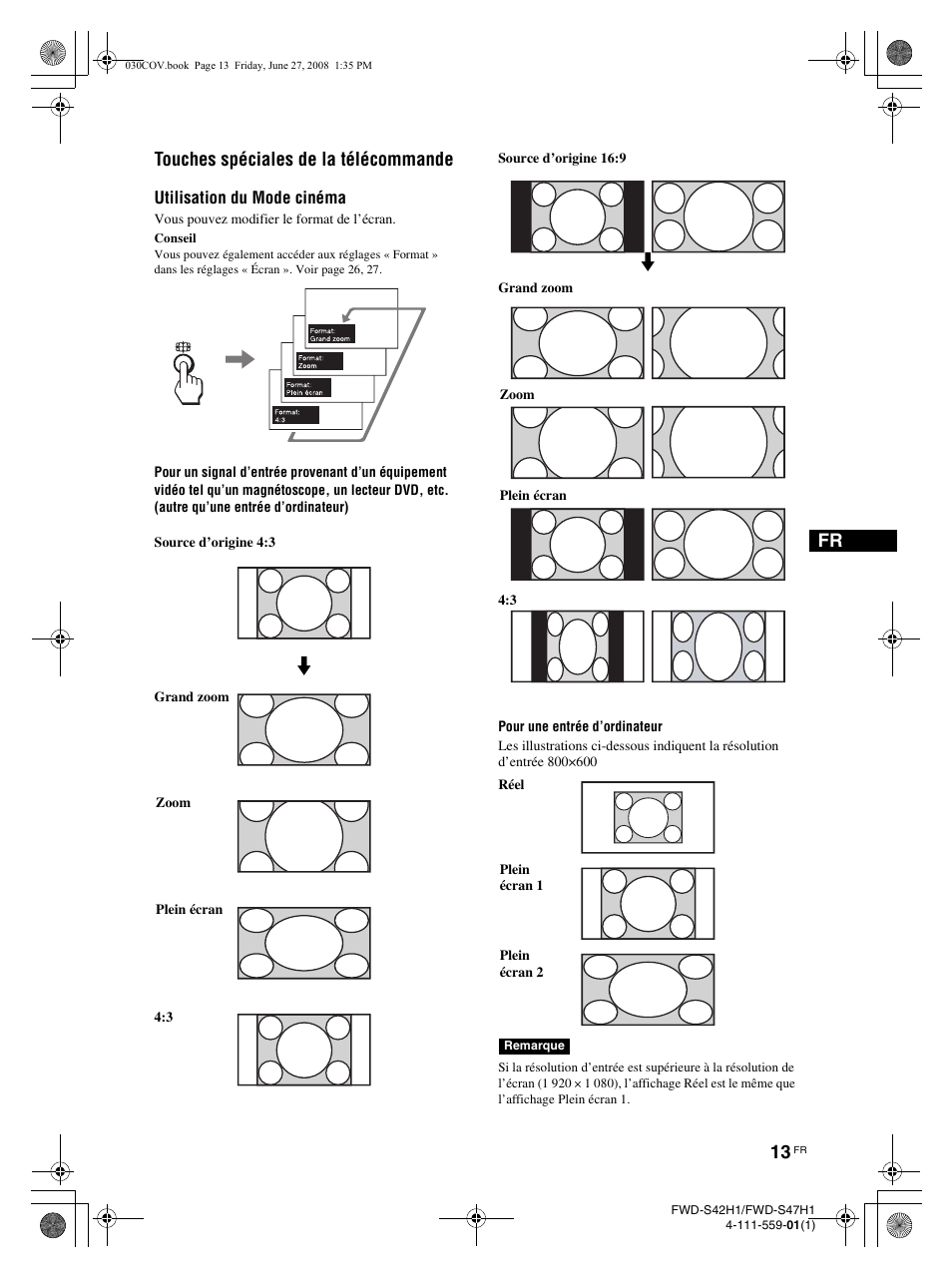 Fr touches spéciales de la télécommande | LG LS47F User Manual | Page 105 / 304