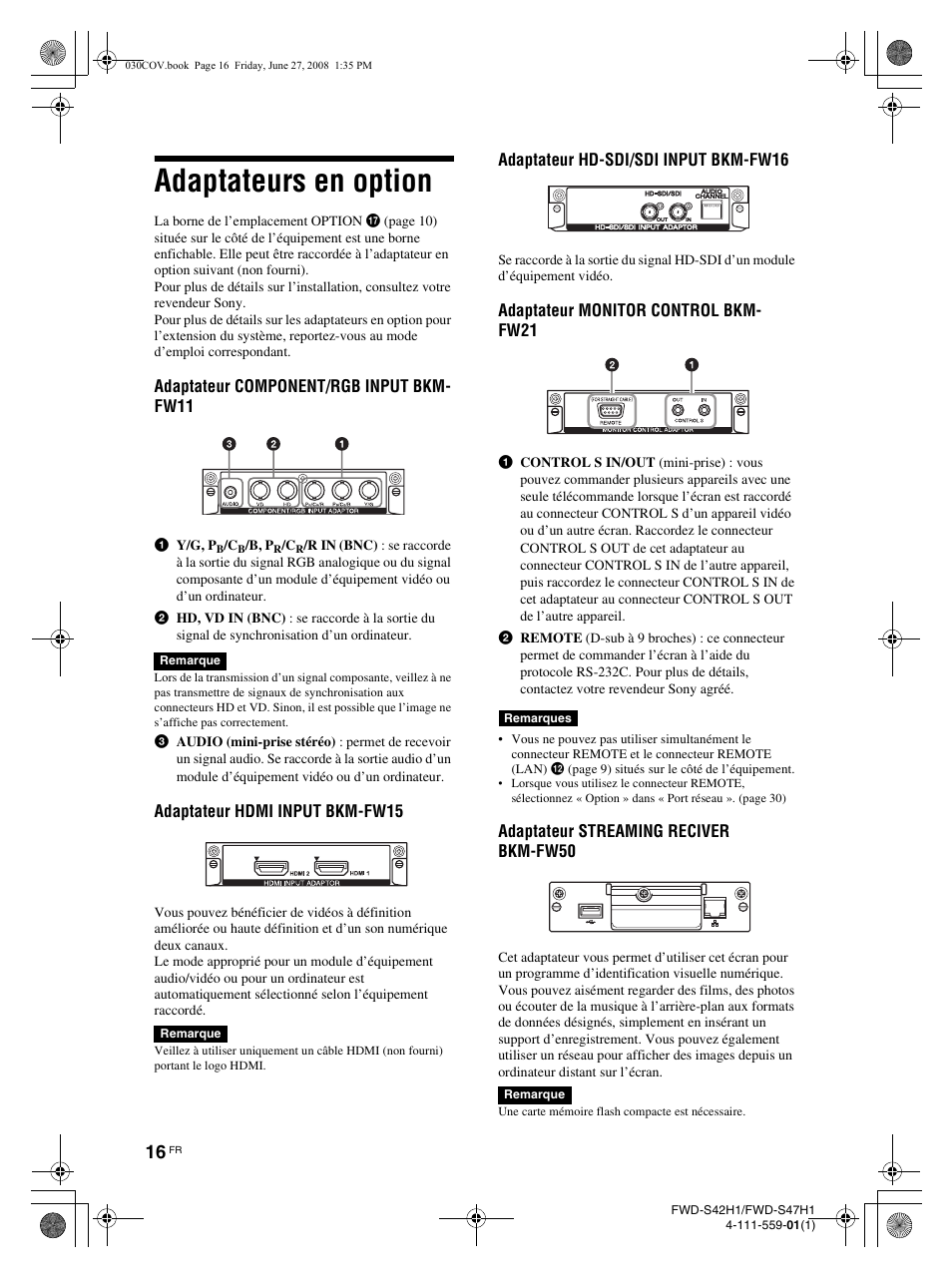 Adaptateurs en option | LG LS47F User Manual | Page 108 / 304