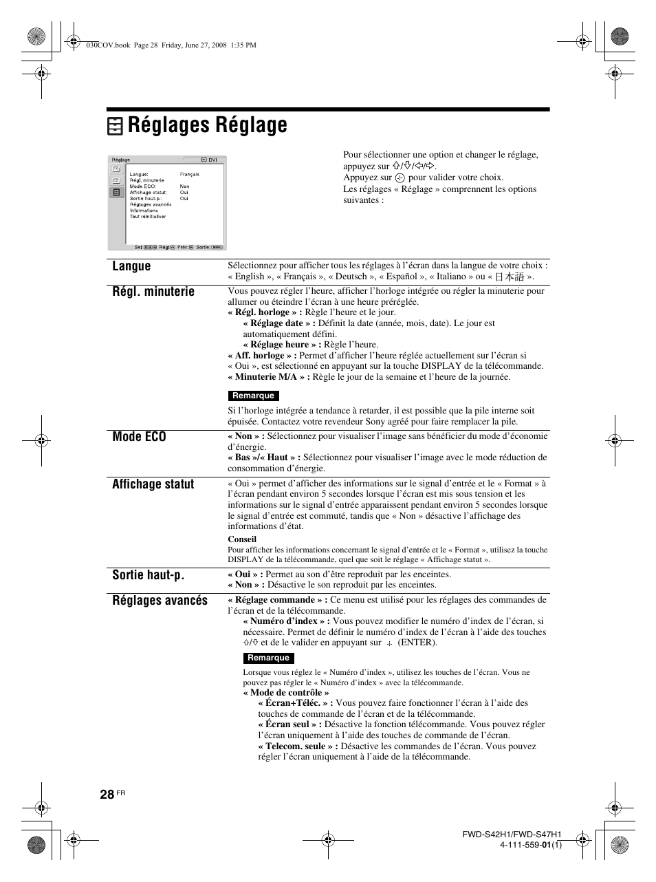 Réglages réglage | LG LS47F User Manual | Page 120 / 304